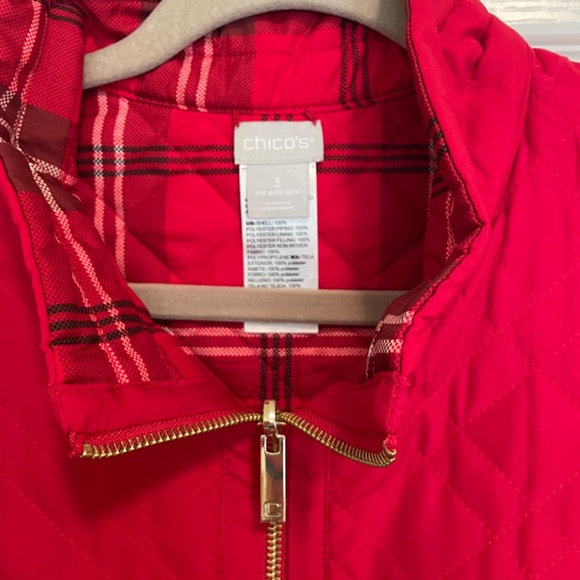 Chicos Red Vest with Plaid Interior - Picture 2 of 5